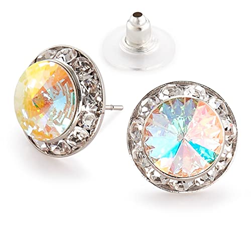Star Light Crystal Rhinestone Earrings for Dance, Pageant, Prom, Wedding | Elegant sparkling jewelry, European quality crystals for ballroom, skating, figure competition, and special events - color: 15mm Crystal AB Pierced
