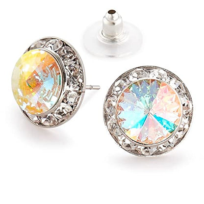Star Light Crystal Rhinestone Earrings for Dance, Pageant, Prom, Wedding | Elegant sparkling jewelry, European quality crystals for ballroom, skating, figure competition, and special events - color: 15mm Crystal AB Pierced