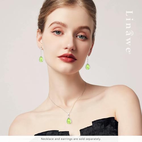 Linawe Imitation Diamond Dangle Earrings for Women Trendy, Rhinestone Drop Chandelier Earrings, Teardrop Crystal Cubic Zirconia Wedding Jewelry Set, 14K Gold/Rose Gold/Silver Tone - color: Silver,August