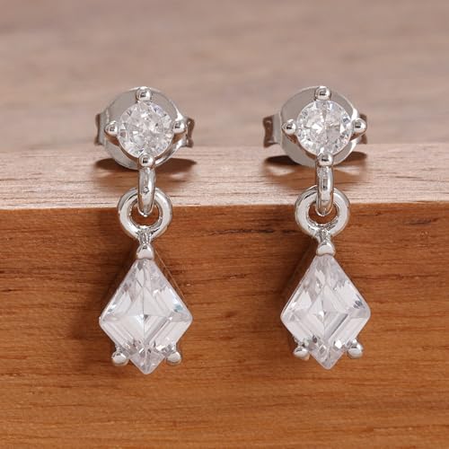 Crystal Drop Dangle Earrings Gold Silver Sparkling CZ Teardrop Earrings Elegant Lightweight Jewelry - color: Silver