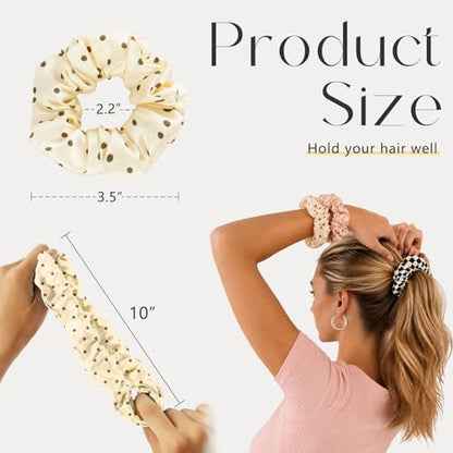 ZIMASILK 100% Pure Mulberry Silk Hair Scrunchies for Women | No Damage - Gentle Elastic Hair Ties for Ponytail Holder - Hair Accessories (3 Pack, Polka Dot) - color: Polka Dot (3pcs)