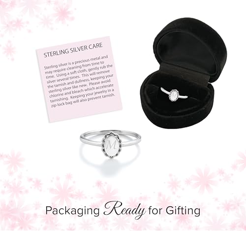 Cherished Moments .925 Sterling Silver or 14K Gold Plated Personalized Gift Signet Ring with Engraved Initial for Baby, Toddler, Kids, Girls, and Children - color: Silver