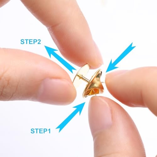 50 Pairs Premium Butterfly Clutch Pin Backs with 8mm Length 10mm Width Blank Pins for DIY Enamel Pins, Jewelry Craft Gifts, or Tie Tack Keeper Replacements (Gold) - color: Gold
