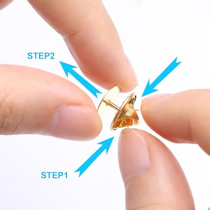 50 Pairs Premium Butterfly Clutch Pin Backs with 8mm Length 10mm Width Blank Pins for DIY Enamel Pins, Jewelry Craft Gifts, or Tie Tack Keeper Replacements (Gold) - color: Gold