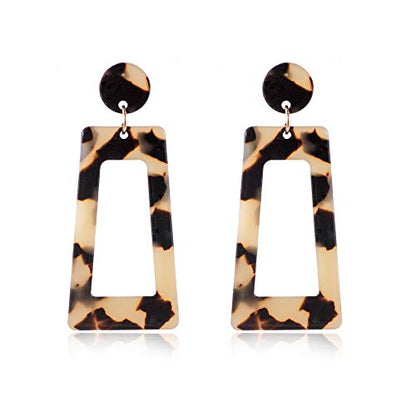 Multicolor Resin Acrylic Rectangle Geometric Drop Dangle Earrings Leopard Mottled Tortoise for Women Exaggerated Lightweight Jewelry - color: D