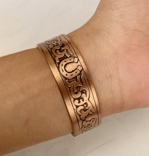 Touchstone magnetic copper bracelets for men women in gift box, engraved | 100% pure solid real adjustable bangle bracelet cuff jewelry; 12X ultra strength with 3500 gauss neodymium magnets; - style: Celtic Magical Charm