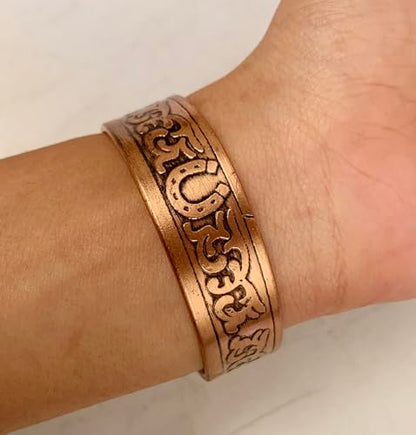 Touchstone magnetic copper bracelets for men women in gift box, engraved | 100% pure solid real adjustable bangle bracelet cuff jewelry; 12X ultra strength with 3500 gauss neodymium magnets; - style: Celtic Magical Charm