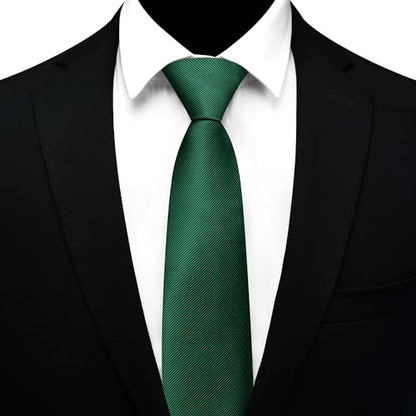 GUSLESON 3.15"（8cm） Mens Pre-tied Adjustable Zipper Tie Solid Necktie for Business and Wedding - color: Dark Green