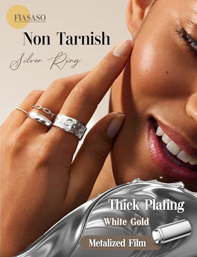 FIASASO Chunky Gold Rings for Women Non Tarnish - 4Pcs 14K Gold Plated Dainty Stackable Ring Set Trendy Hypoallergenic Thick Dome Statement Finger Knuckle Rings Pack Size 5-10 - color: Silver