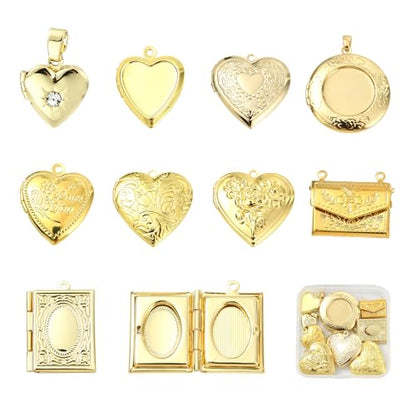 Photo Locket Charms for Jewelry Making Frame Charms Memorial Bracelet Necklace Earring Keychain - color: Gold