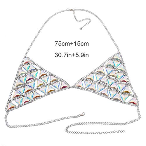 Rhinestone Body Chain Suit Boho Waist Belly Chain Skirt Crystal Body Chain Bra top Festival Jewelry for Women and Girls (Ⅰ) - color: Ⅰ
