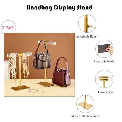 Set of 2 Acrylic Display Stand Jewelry Towers Stands | Stainless Steel Adjustable Height Long Necklaces Stand Tabletop Jewelry Organizer for Home Store Boutique