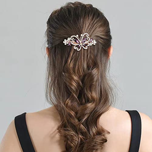 inSowni 4 Pack Luxury Glitter Sparkly Jeweled Gems Crystal Rhinestone Butterfly Metal French Barrettes Alligator Snap Hair Clips Headpieces Accessories for Women Girls - color: 4pcs Set D
