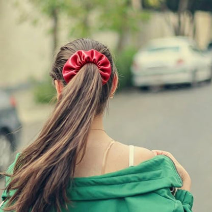 Silk Hair Ties Ponytail Holder Hairs Bow Ropes Elastics Hairtie Accessories Wide 0.8inch on Hair No Damage No Crease for Women Curly Thick Wavy Hair(30Pcs Claret) - color: Claret