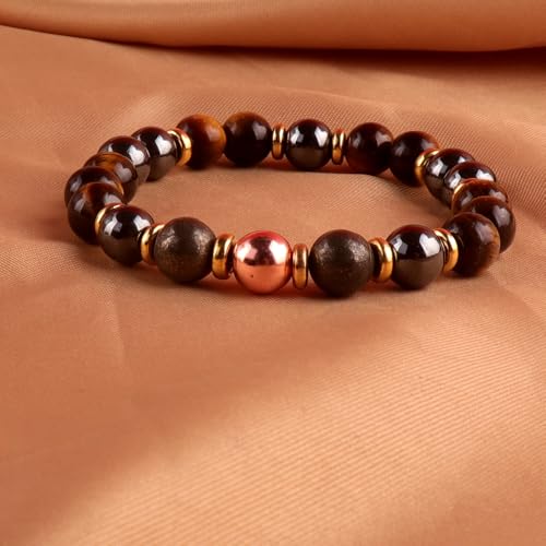 KSQS Healing Stone Bead Bracelet for Women, Natural Gemstones Balance Protection Bracelet, Spiritual Crystal Beads Bracelet Anxiety Relief with Meaning Card - color: Focus Willpower