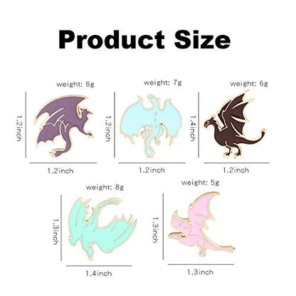 Cute Enamel Pin Set Lapel Pins Brooches Cartoon Brooch Badge Pins for Clothes Bags Backpack for Women - color: Dragon Set