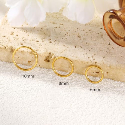3Pcs Nose Rings Hoops for Women Men, 18G Nose Hoops Gold/Silver | Hinged Clicker Septum Rings Tragus Conch Helix Daith Lip Body Piercing Jewelry 6/8/10mm - color: 3pcs/gold/18g