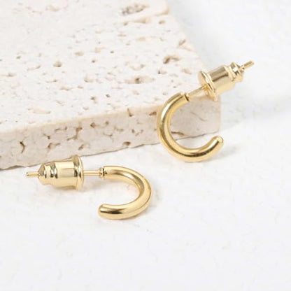 Minimalist Hoops for Women - 14K Gold Open Huggie Hoop Earrings, Hypoallergenic Tiny Hoops in Gold and Silver (Set of 1-5 Pairs) - color: 14K Gold - 6mm (1 Pairs)