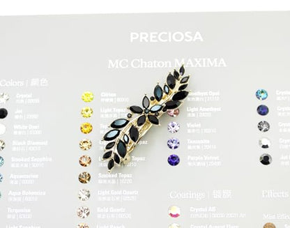 Faship Gorgeous Black Rhinestone Crystal Small Floral Hair Barrette Clip - color: Black / 14K gold plated