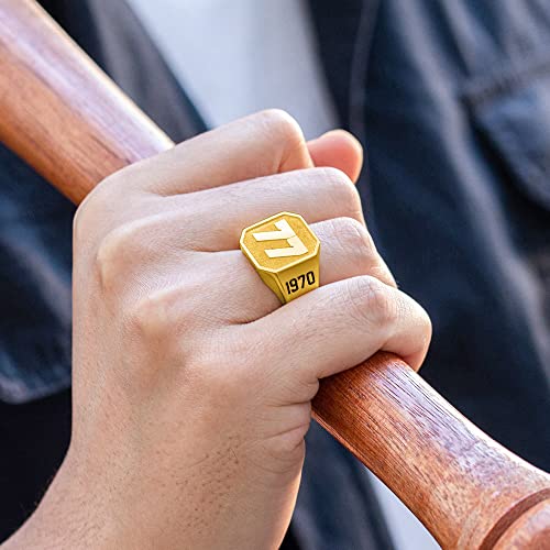 callie Custom Signet Ring - Engraved Text & Photo, Personalized Family Crest Coat Of Arms Rings, 925 Sterling Silver/Brass | Father's Day Jewelry Gifts for Men & Women - color: Number