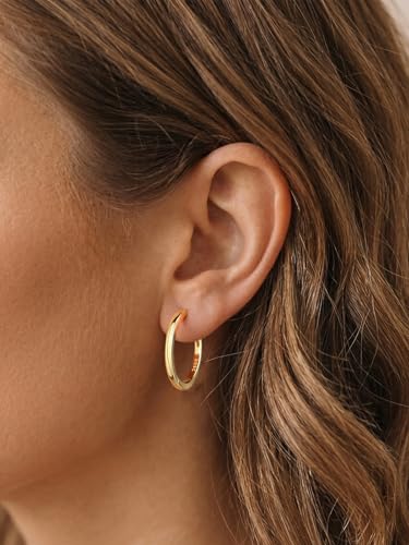 925 Sterling Silver Huggie Hoop Earrings, Small Silver Hoop Earrings for Women Hypoallergenic Huggie Lightweight Small Hoops Earring Cartilage Sleeper Earrings 6/8/10/12/14/16/18/20mm - color: Gold, size: 20MM