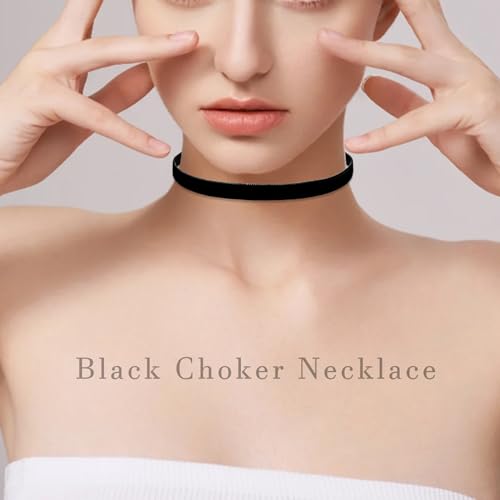 Ronglry 3pcs Black Choker Necklace for Women Black Velvet Choker Set Layered Black Choker Necklaces Classic Chokers for Women Adjustable Gothic Lace Black Collar Necklace for Party Cosplay Christmas Birthday Jewelry Gifts - color: 3pcs black