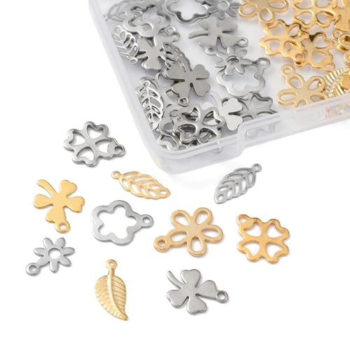 8-64Pcs Silver Goldern Color Heart Pendants Charms 10 Styles Heart Stainless Steel Metal Charms for Jewelry Making Crafting Necklaces Bracelets Earrings Keychains Birthday Gift - color: Multi 3 Shapes-50 pcs