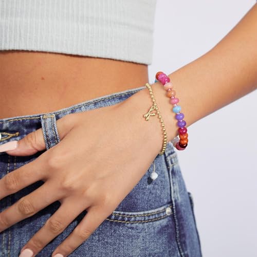 KissYan Beaded Bracelets for Women, Natural Gemstone Boho Bracelet | Colorful Handmade Stone Bead Bracelet for Summer Beach Wear, Dopamine Jewelry Gifts - style: 02-Fantasy