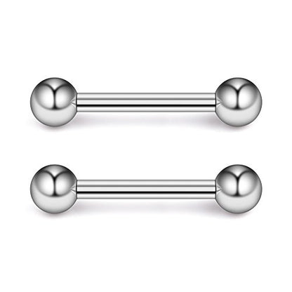 Ruifan 316L Stainless Steel Nipple PA Tongue Shield Barbell Ring Bar Body Piercing Retainer 12G 14mm 2-12PCS - color: 12PCS - Mix Color