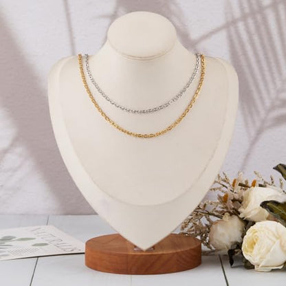 SMYHTGLIF 32.8 Feet Stainless Steel Chain for Jewelry Making 2 Rolls Chain | Gold and Silver Jewelry Making Chains Craft Chain Roll Oval Cable Bulk Chain DIY Jewelry Supplies - size: 4.1×3mm