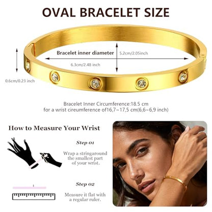 Gold Chain Bangle Bracelets For Women,18K Gold-plated Friendship Love Stainless Steel Jewelry Birthday Gifts Jewelry - color: Golden