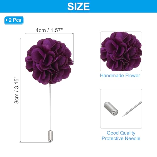 PATIKIL Flower Boutonnieres Pin, Lapel Pin for Men Camellia Flower for Suit Wedding Graduation Anniversary Graduation Outfit Accessories - color: Purple