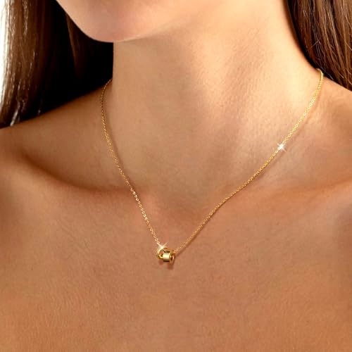 Luxval Diamond Pendant Gold Necklace for Women，Dainty 18k Gold Plated Choker Necklaces Simple Gold Jewelry Gifts for Women - color: Gold-rondelle