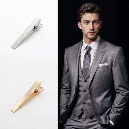 4 Pack Tie Clips for Men, Stainless Steel Tie Bar Clip Set, Classic Necktie Clips for Business, Wedding, Office, and Any Occasion