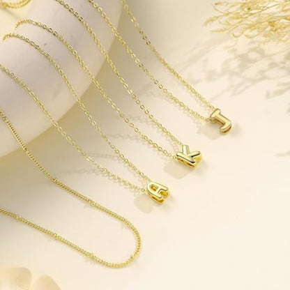 Thaivor Initial Necklaces for Women 14K Gold Plated Bubble Letter Necklace Layered Dainty Cute Choker Pendant Stack Jewelry Fashion Accessories Teen Trendy Gift - color: Gold, style: Q