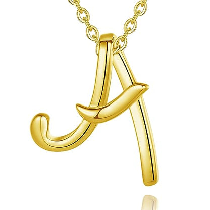 EUDORA Sterling Silver Initial Necklaces for Women, Classic 26 Letter Neckless Gifts for Girls, Sister, Mother Daughter, 18 inch Chain - style: A-Gold
