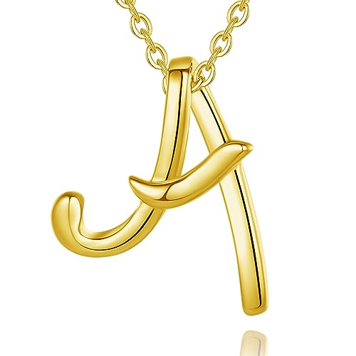 EUDORA Sterling Silver Initial Necklaces for Women, Classic 26 Letter Neckless Gifts for Girls, Sister, Mother Daughter, 18 inch Chain - style: A-Gold