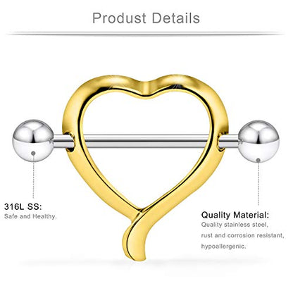 14G 9/16Inch Crystal Ball Nipple Tongue Shield Ring Barbell Body Piercing Jewelry Retainer 8-14PCS - color: 14PCS - Gold