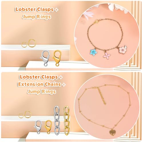 PAXCOO Keychain Making Kit, Keychain Craft Supplies Including Key Chain Hooks, Lobster Clasps, Key Rings and Jump Rings for Key Chain Making and Jewelry Making
