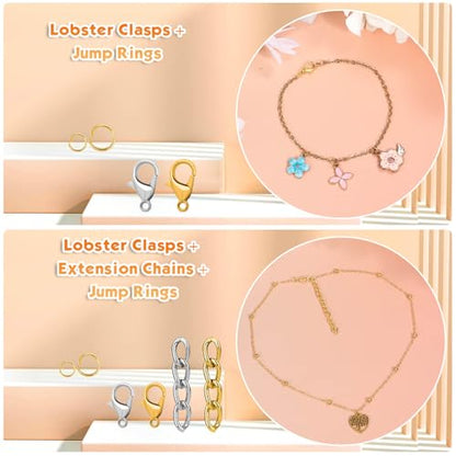 PAXCOO Keychain Making Kit, Keychain Craft Supplies Including Key Chain Hooks, Lobster Clasps, Key Rings and Jump Rings for Key Chain Making and Jewelry Making