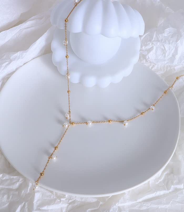 14K Gold Pearl Pendant Necklace, Freshwater Pearl Y-shaped Necklace, Women's Day, Birthday Gift for Wife, Girlfriend - color: style two