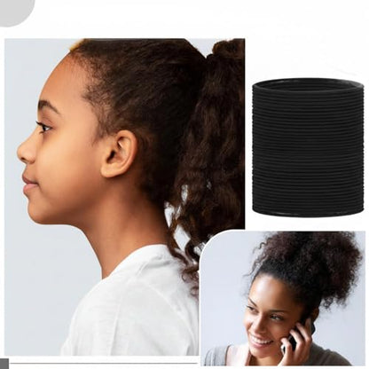 EBOOT 20 Pieces Large Stretchy Hair Ties Cotton Black Seamless Hair Bands for Women Elastic Ponytail Holders Headband for Thick Heavy and Curly Braids 11 cm in Diameter, 4 mm in Width - style: Classic-black