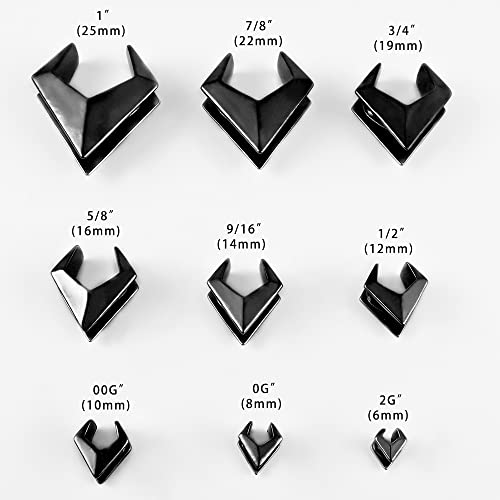 DOEARKO 2PCS Ear Gauges Cool Rhombus Saddle Ear Plugs Body Piercing Tunnels 316 Stainless Steel Hypoallergenic Earrings Plugs for Ears Expander Body Jewelry - color: Black, size: 8mm(0g)