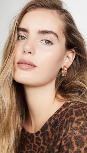 Trendy 14K Gold Plated Hoop Earrings for Women, Chunky Gold/Silver Earrings for Women Cubic Zirconia Baguette Hoop Earrings Heart Hoops Lightweight Hypoallergenic Jewelry,25mm/35mm/40mm/50mm - color: 01 Gold Orange Hoops 25mm