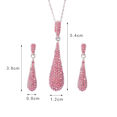 YINLI Full Crystal Rhinestone Gem Tear Drop Pendant Necklace Earrings Jewelry Sets - style: Style05