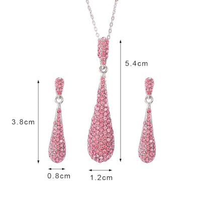 YINLI Full Crystal Rhinestone Gem Tear Drop Pendant Necklace Earrings Jewelry Sets - style: Style05