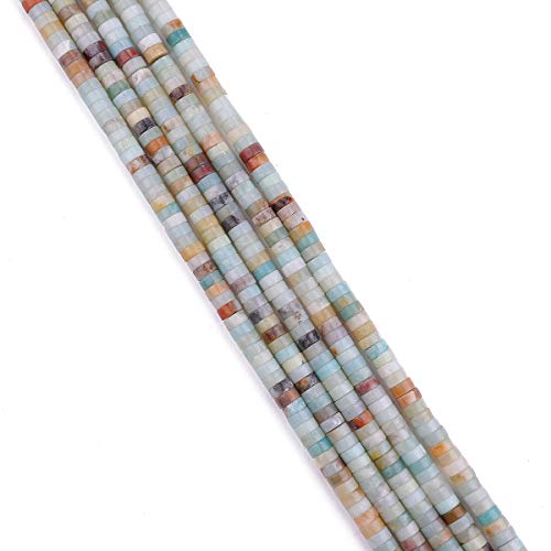 BEADIA Natural Amazonite Spacer Beads Caps Loose Semi Gemstone for Beading Jewelry Making 6mmx3mm 38cm - color: Amazonite, size: Round 6mm x 3mm