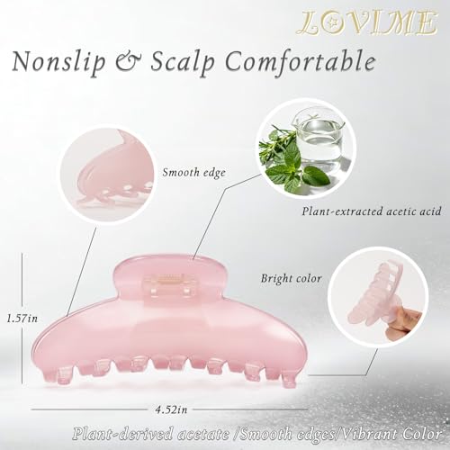 4.3 Inch Large Claw Clip for Thin Hair & Thick Half Ups, Cute Acetate French Hair Clips for Women, Non-Slip Secure Updos & Chic Daily Styles, Pink - color: Pink