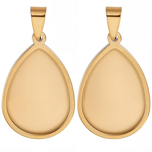 1 Box 10Pcs Gold Teardrop Bezel Pendant Trays Stainless Steel Cabochon Bezel Bulk Stylish Water Drop Shaped Bezel Pendant Trays for Jewelry Making Bracelet Necklace DIY Crafts Adult Beginner - style: gold drop
