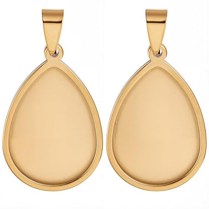 1 Box 10Pcs Gold Teardrop Bezel Pendant Trays Stainless Steel Cabochon Bezel Bulk Stylish Water Drop Shaped Bezel Pendant Trays for Jewelry Making Bracelet Necklace DIY Crafts Adult Beginner - style: gold drop